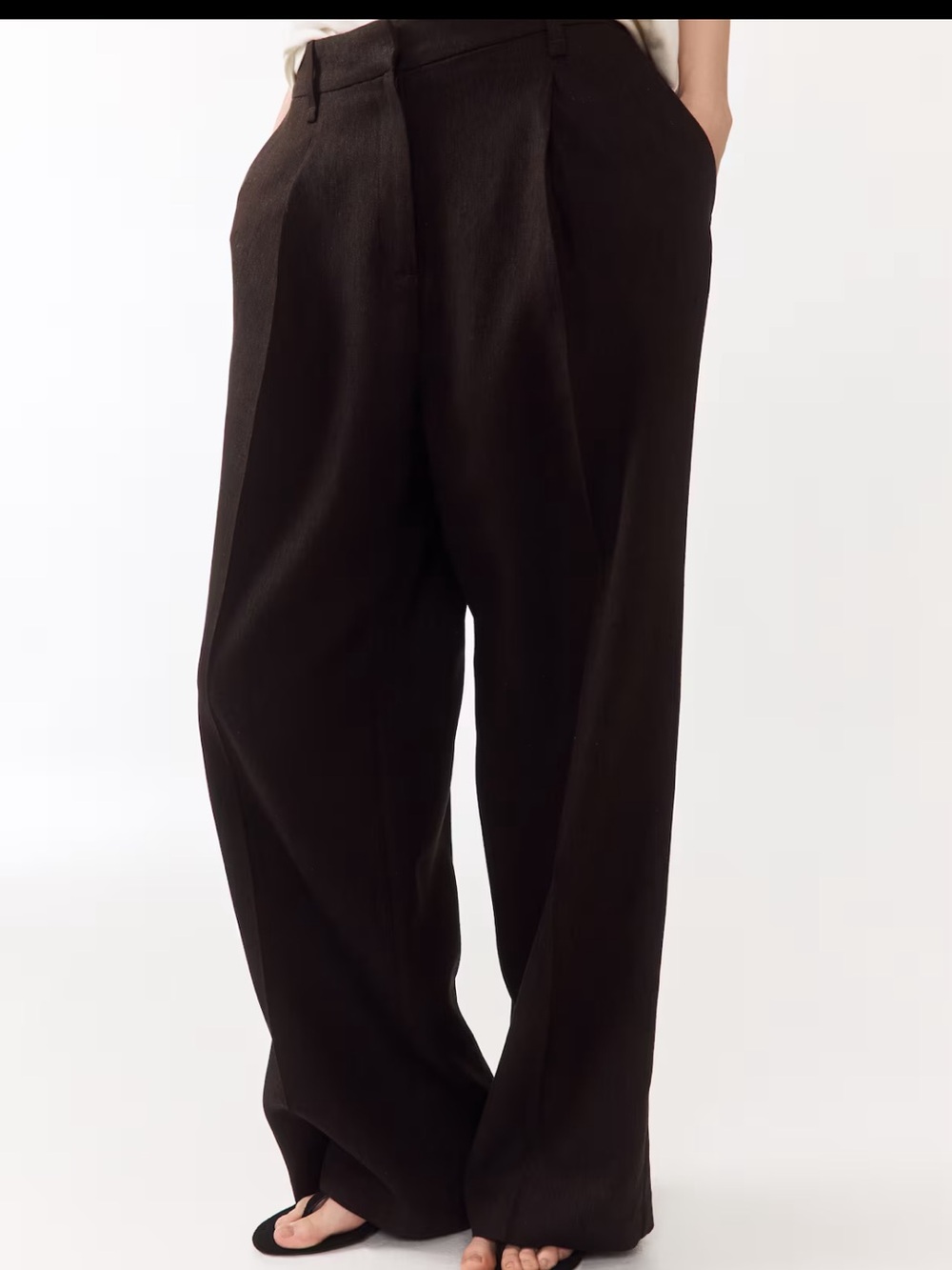 Linen blend dark brown dress pant
